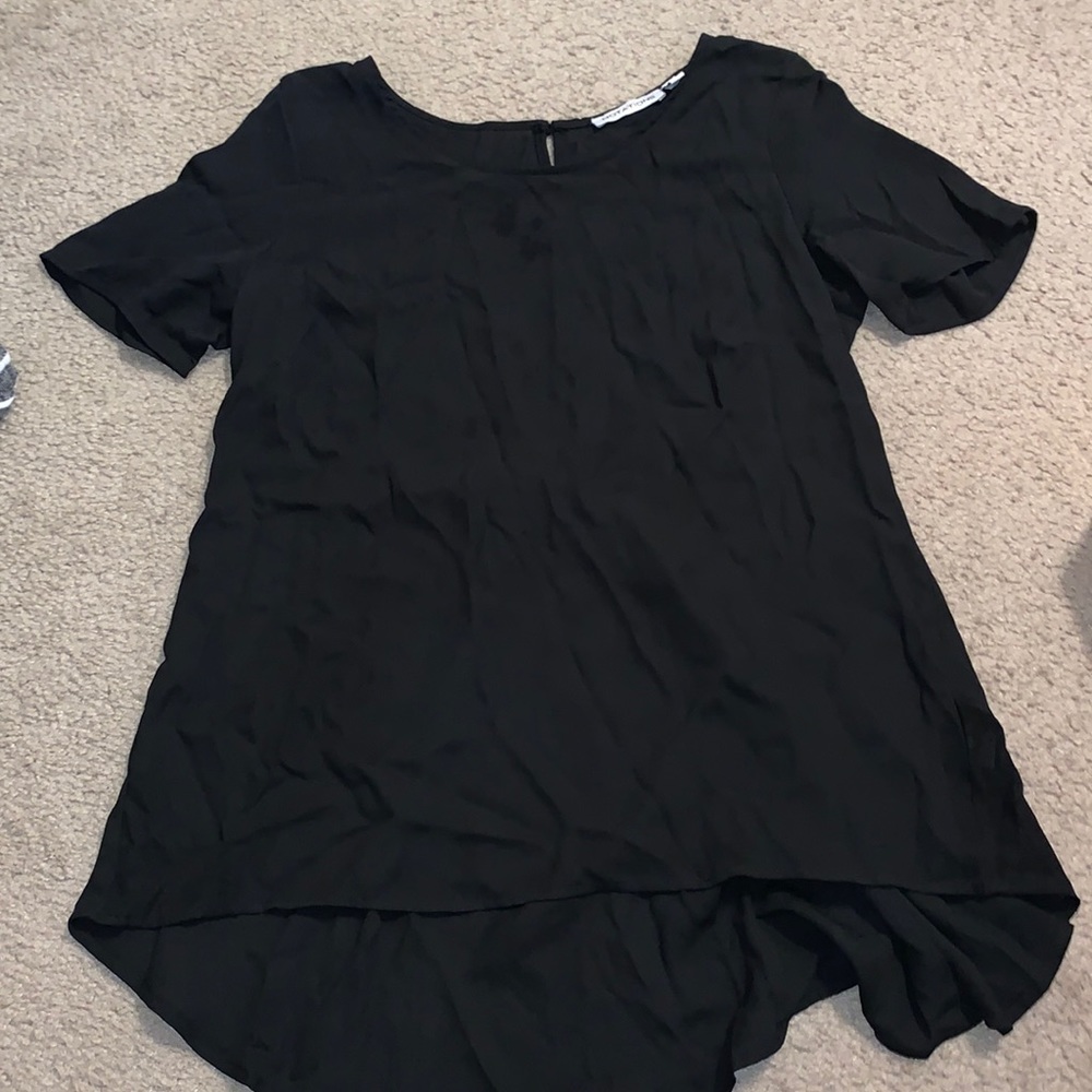 black high-low blouse